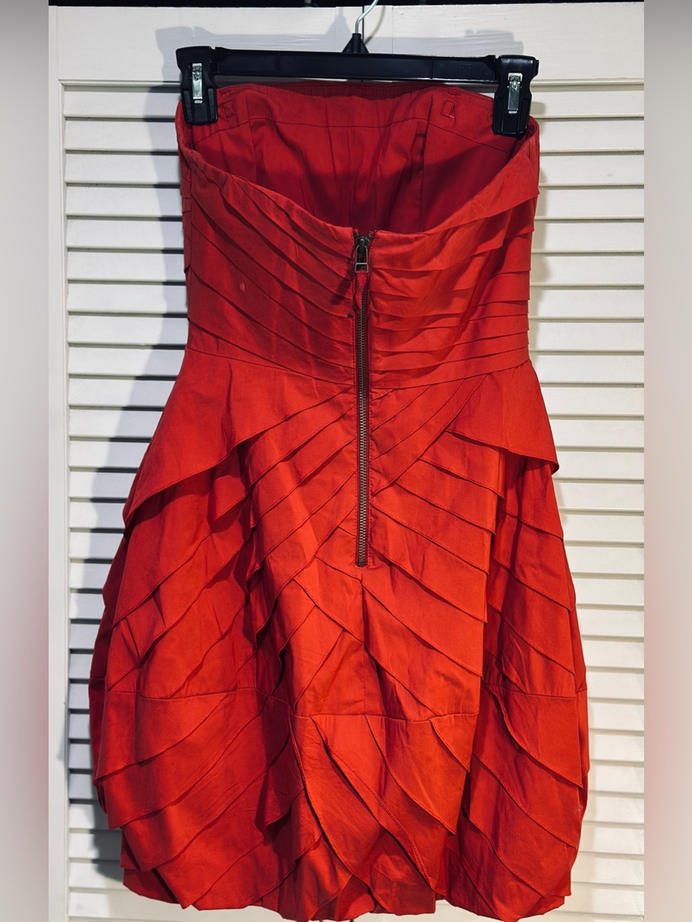 Romantic Party Wedding Guest Rose Red Bubble Hem Strapless Rose Coquette Dress - Picture 3 of 12